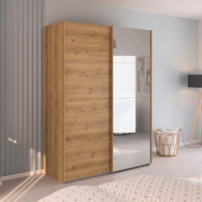 Rauch Evelyn 162cm 2 Door Sliding Wardrobe With Mirror Wild Oak