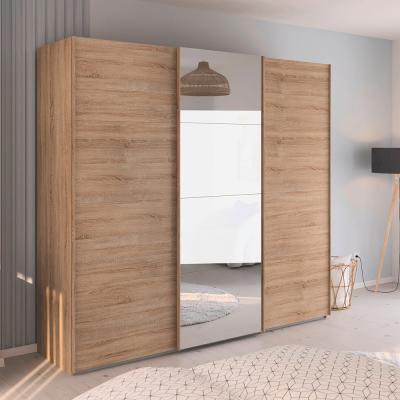 Rauch Evelyn 242cm 3 Door Sliding Wardrobe With Mirror Sonoma Oak