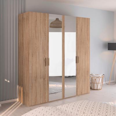 Rauch Evelyn 201cm 4 Door Wardrobe With Mirror H 223cm Sonoma Oak