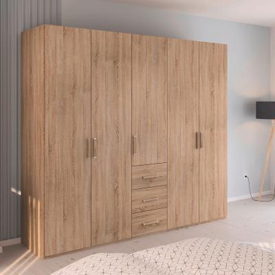 Rauch Evelyn 251cm 5 Door Wardrobe With Drawer H 223cm Sonoma Oak