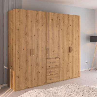 Rauch Evelyn 251cm 5 Door Wardrobe With Drawer H 223cm Wild Oak