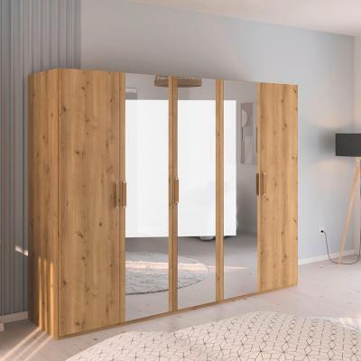 Rauch Evelyn 251cm 5 Door Wardrobe With Mirror H 197cm Wild Oak