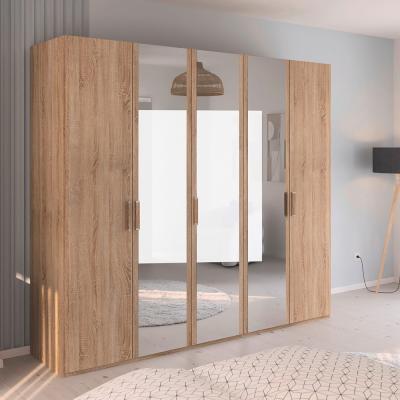 Rauch Evelyn 251cm 5 Door Wardrobe With Mirror H 223cm Sonoma Oak