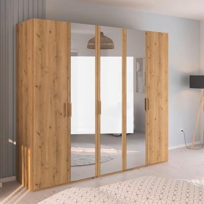 Rauch Evelyn 251cm 5 Door Wardrobe With Mirror H 223cm Wild Oak