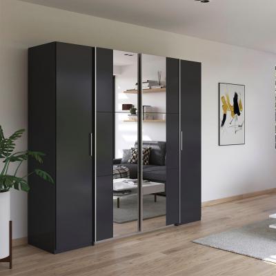 Rauch Kronach 225cm 4 Door Wardrobe With Mirror Metallic Dark Grey