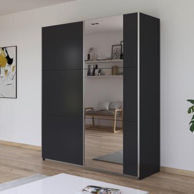Rauch Kronach 175cm 2 Door Sliding Wardrobe With Mirror Metallic Dark Grey