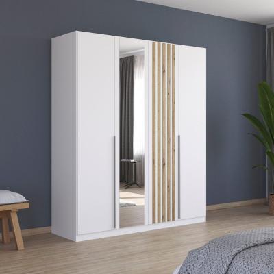 Rauch Lamella 181cm 4 Door Wardrobe With Mirror Alpine White And Artisan Oak