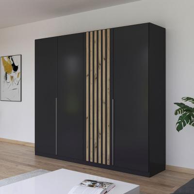 Rauch Lamella 226cm 4 Door Wardrobe Metallic Dark Grey And Artisan Oak