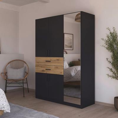 Rauch Maika 136cm 5 Door Combi Wardrobe H 197cm Metallic Dark Grey And Artisan Oak