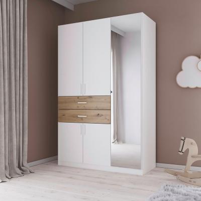 Rauch Maika 136cm 5 Door Combi Wardrobe H 210cm Alpine White And Artisan Oak