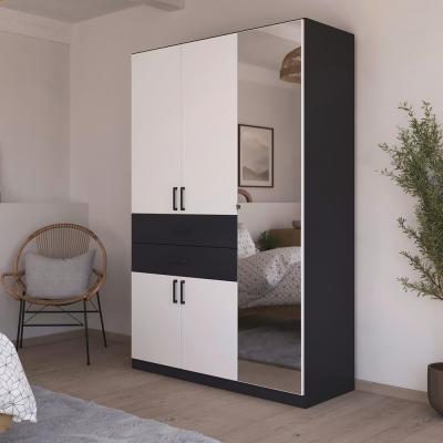 Rauch Maika 136cm 5 Door Combi Wardrobe H 210cm Metallic Dark Grey And Alpine White