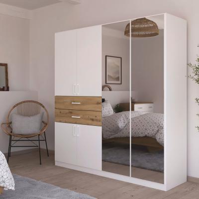Rauch Maika 181cm 6 Door Combi Wardrobe H 197cm Alpine White And Artisan Oak