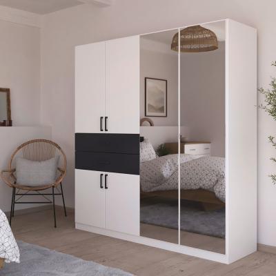 Rauch Maika 181cm 6 Door Combi Wardrobe H 197cm Alpine White And Metallic Dark Grey