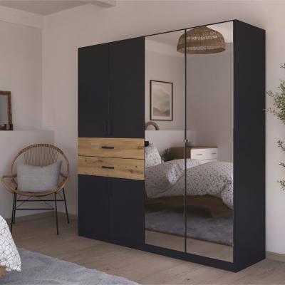 Rauch Maika 181cm 6 Door Combi Wardrobe H 197cm Metallic Dark Grey And Artisan Oak