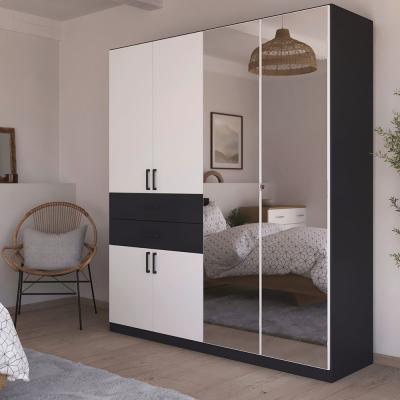 Rauch Maika 181cm 6 Door Combi Wardrobe H 210cm Metallic Dark Grey And Alpine White