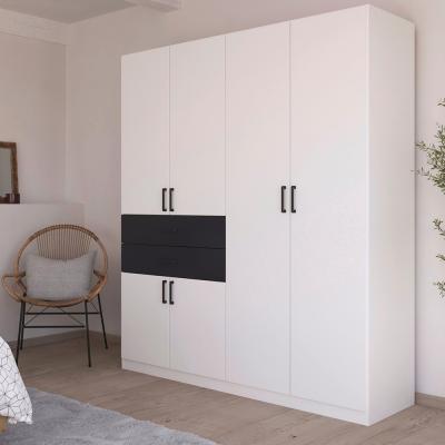 Rauch Maika 181cm 6 Door Wardrobe H 210cm Alpine White And Metallic Dark Grey