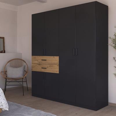 Rauch Maika 181cm 6 Door Wardrobe H 210cm Metallic Dark Grey And Artisan Oak