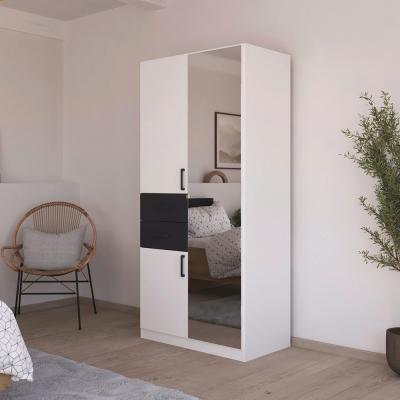 Rauch Maika 91cm 3 Door Combi Wardrobe H 197cm Alpine White And Metallic Dark Grey