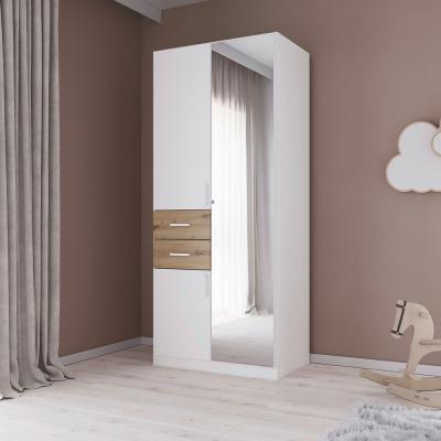 Rauch Maika 91cm 3 Door Combi Wardrobe H 210cm Alpine White And Artisan Oak