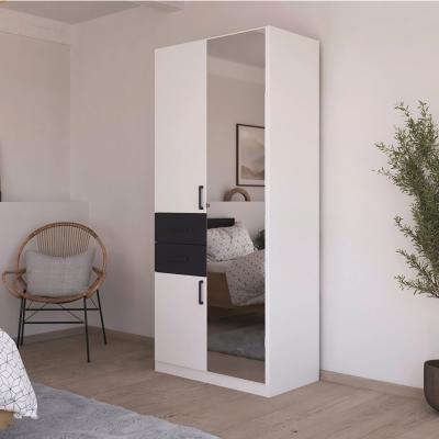 Rauch Maika 91cm 3 Door Combi Wardrobe H 210cm Alpine White And Metallic Dark Grey