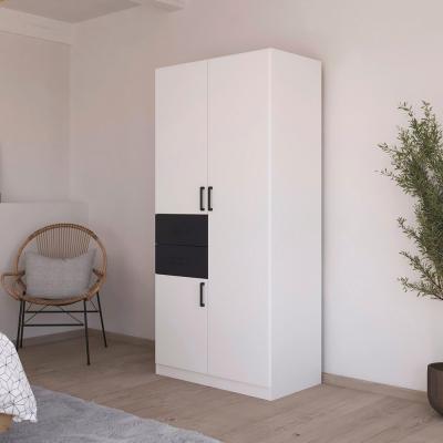 Rauch Maika 91cm 3 Door Wardrobe H 197cm Alpine White And Metallic Dark Grey