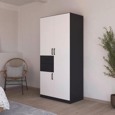 Rauch Maika 91cm 3 Door Wardrobe H 197cm Metallic Dark Grey And Alpine White