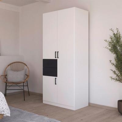Rauch Maika 91cm 3 Door Wardrobe H 210cm Alpine White And Metallic Dark Grey