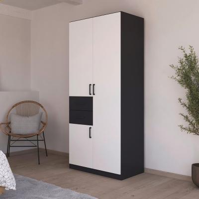 Rauch Maika 91cm 3 Door Wardrobe H 210cm Metallic Dark Grey And Alpine White