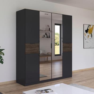 Rauch Ticao 181cm 6 Door Combi Wardrobe Metallic Dark Grey And Atlantic Dark Oak