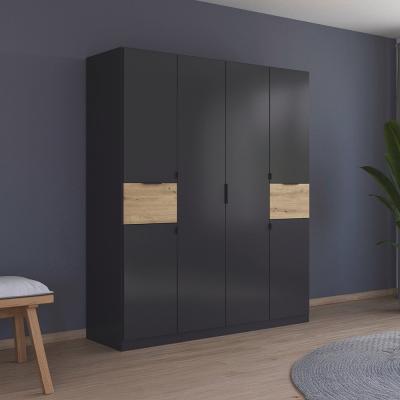 Rauch Ticao 181cm 6 Door Wardrobe Metallic Dark Grey And Artisan Oak