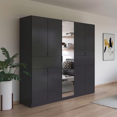 Rauch Ticao 226cm 9 Door Combi Wardrobe Metallic Dark Grey