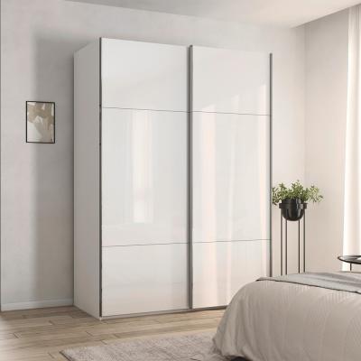 Rauch Contido 162cm 2 Door Sliding Wardrobe With Extras Crystal White Glass