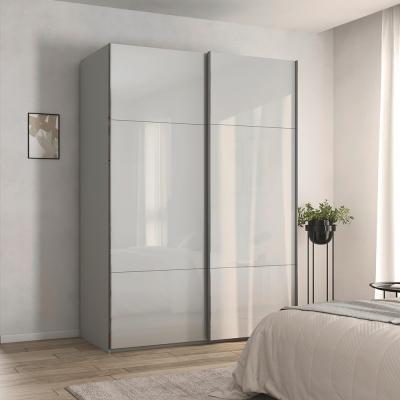 Rauch Contido 162cm 2 Door Sliding Wardrobe With Extras Silk Grey Glass