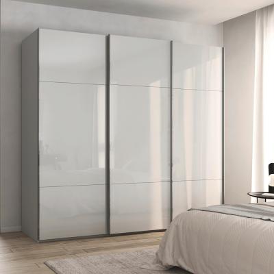 Rauch Contido 242cm 3 Door Sliding Wardrobe With Extras Silk Grey Glass