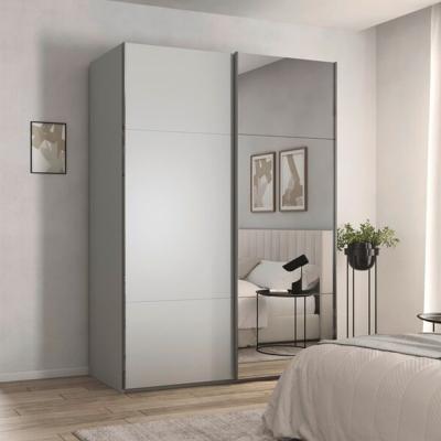 Rauch Contido 162cm 2 Door Sliding Mirror Wardrobe With Extras Silk Grey