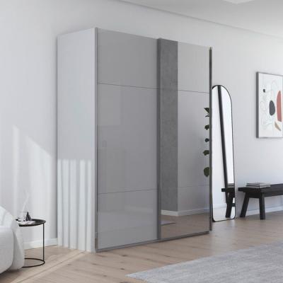 Rauch Contido 181cm 2 Door Sliding Mirror Wardrobe With Extras Silk Grey Glass