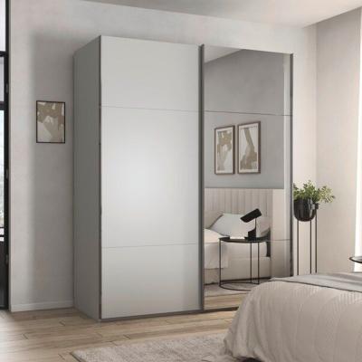 Rauch Contido 181cm 2 Door Sliding Mirror Wardrobe With Extras Silk Grey