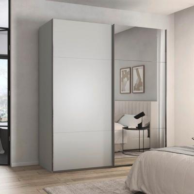Rauch Contido 201cm 2 Door Sliding Mirror Wardrobe With Extras Silk Grey