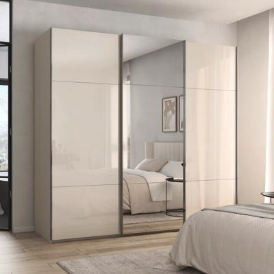 Rauch Contido 242cm 3 Door Sliding Mirror Wardrobe With Extras Champagne Glass