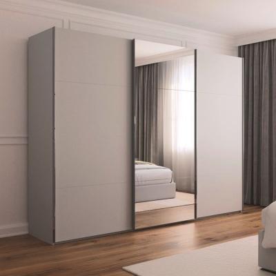 Rauch Contido 301cm 3 Door Sliding Mirror Wardrobe With Extras Silk Grey