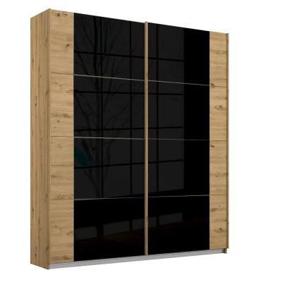 Rauch Artemis 181cm 2 Door Sliding Wardrobe Artisan Oak And Basalt Glass