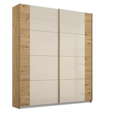 Rauch Artemis 181cm 2 Door Sliding Wardrobe Artisan Oak And Champagne Glass