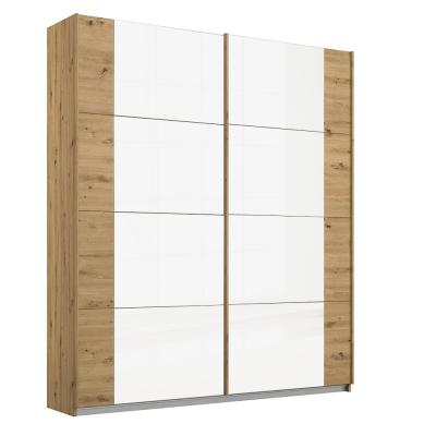 Rauch Artemis 181cm 2 Door Sliding Wardrobe Artisan Oak And White Glass
