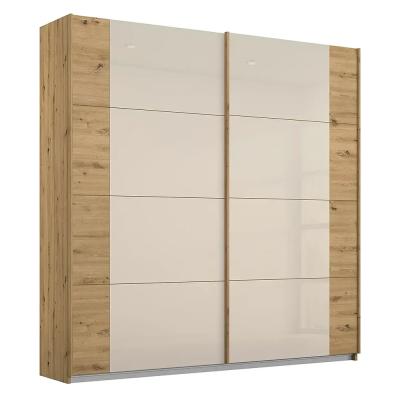 Rauch Artemis 226cm 2 Door Sliding Wardrobe Artisan Oak And Champagne Glass