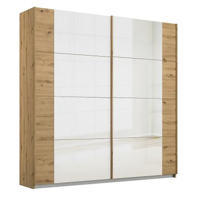 Rauch Artemis 226cm 2 Door Sliding Wardrobe Artisan Oak And White Glass