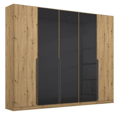 Rauch Artemis 226cm 5 Door Wardrobe Artisan Oak And Basalt Glass