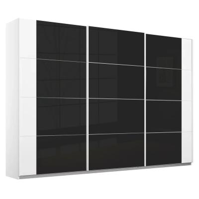 Rauch Artemis 271cm 3 Door Sliding Wardrobe Alpine White And Basalt Glass