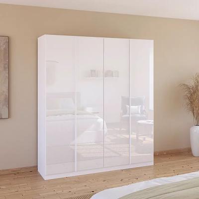 Rauch Monostar 181cm 4 Door Wardrobe With Extras Alpine White With White Glass