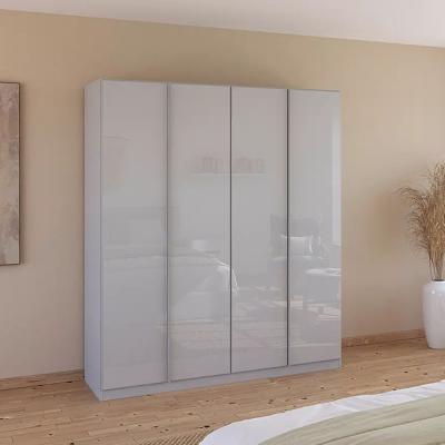 Rauch Monostar 181cm 4 Door Wardrobe With Extras Silk Grey With Grey Glass