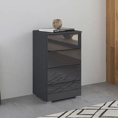 Rauch Monostar 4 Drawer Chest Metallic Dark Grey With Basalt Glass